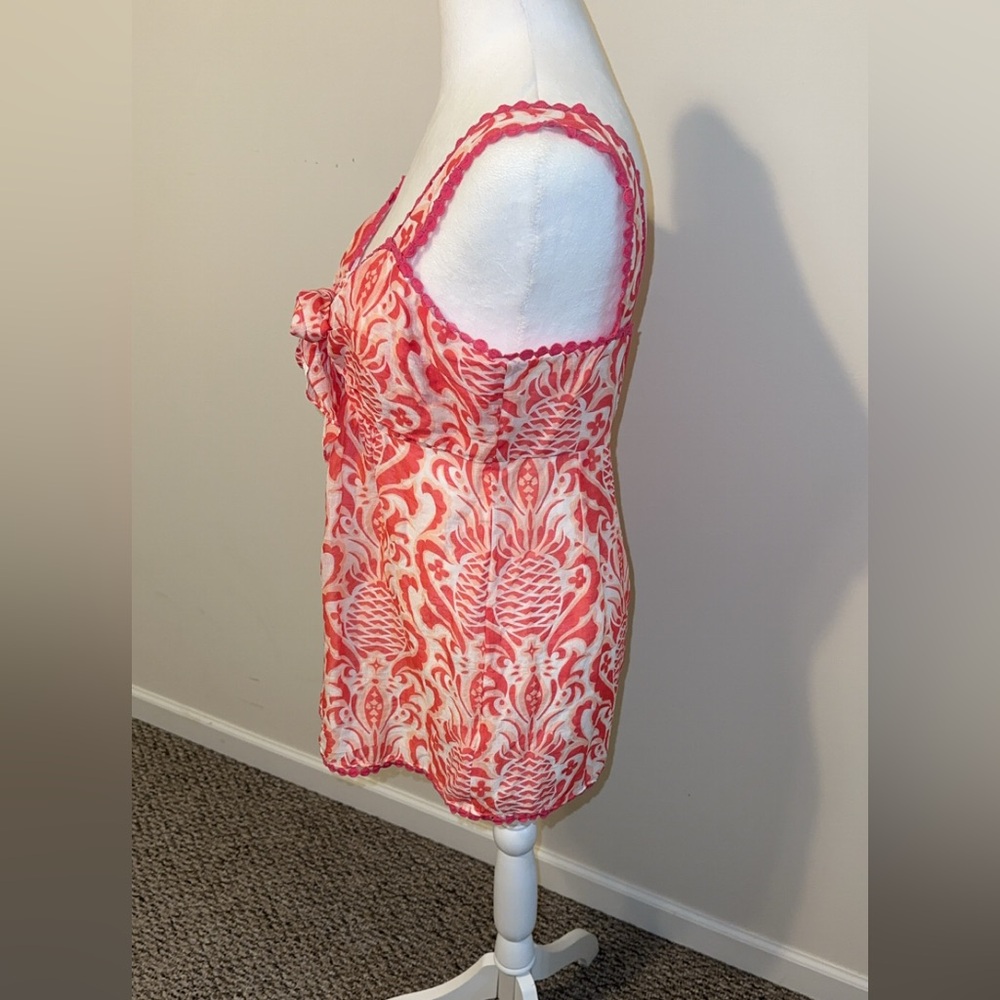 Kate Spade Look for the Silver Lining Pineapple Silk Top Size 8 - Picture 2 of 6